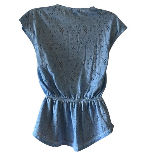 Mossimo Supply Co Size XS Blue Print Knit Top Blouse Y2K Vibe - Picture 3 of 9